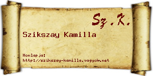 Szikszay Kamilla névjegykártya